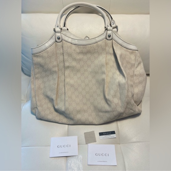 Guccissima Ivory Sukey Tote Bag. NEW - Picture 5 of 7